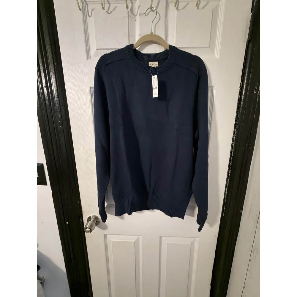 J.Crew Mens Navy Blue Crewneck Knit Sweater Large NWT